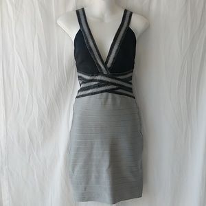 Wow Couture bodycon black & gray dress sz large